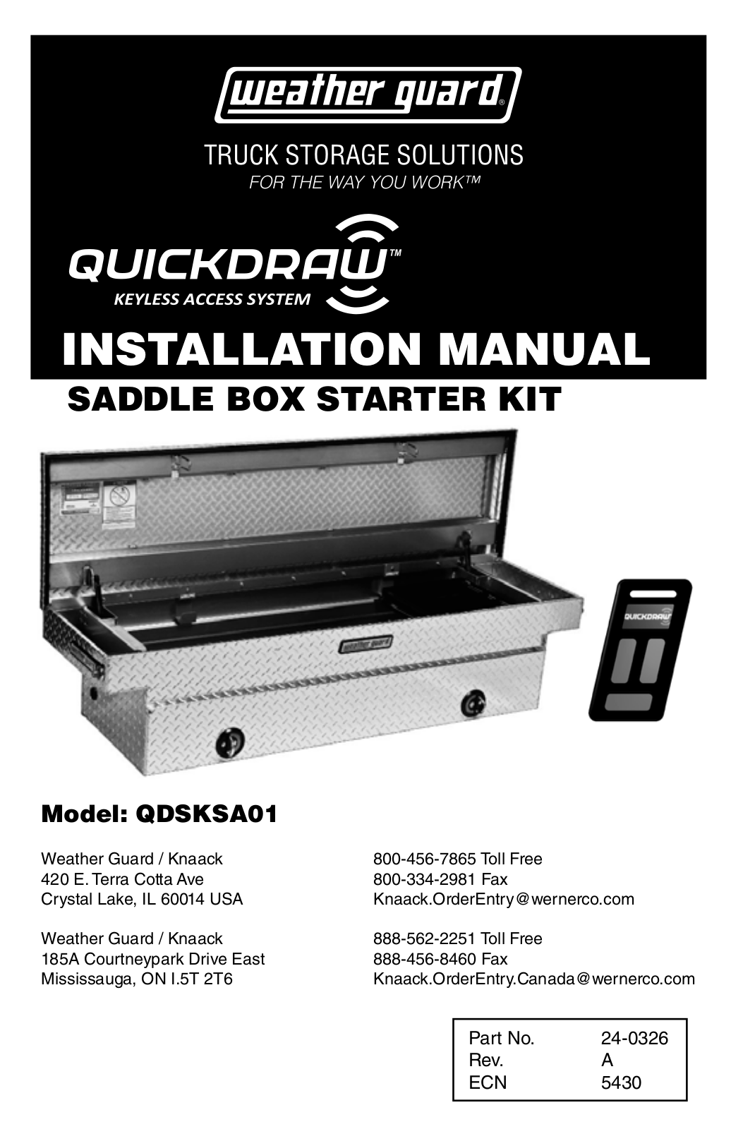 WEATHER GUARD QDSKSA01 User Manual