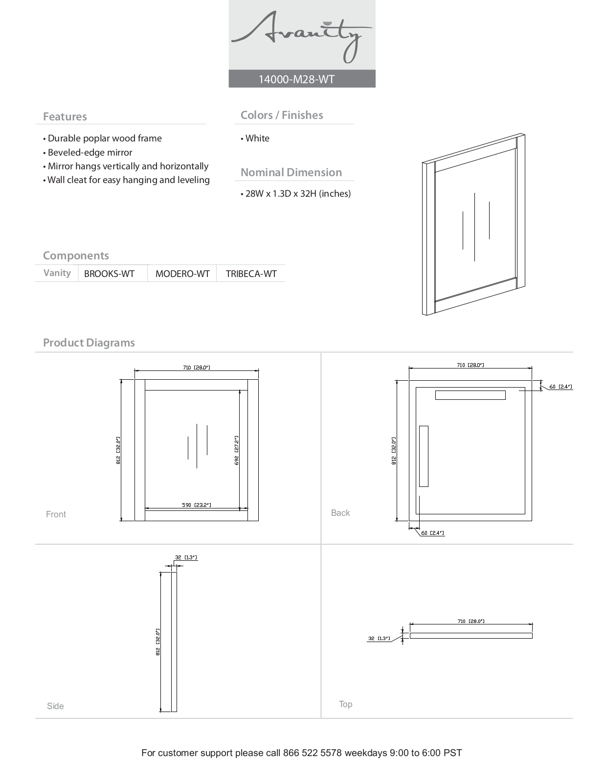 Avanity 14000M28WT Diagram