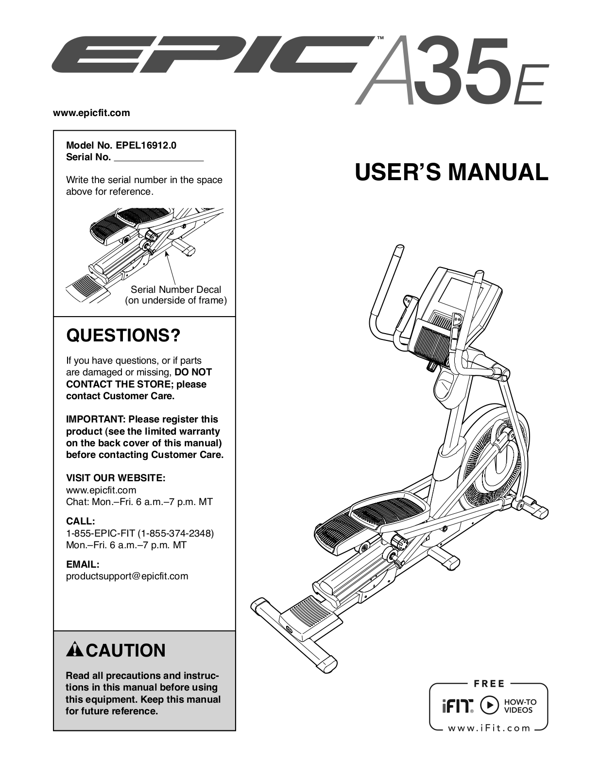 Epic EPEL169120 Owner's Manual