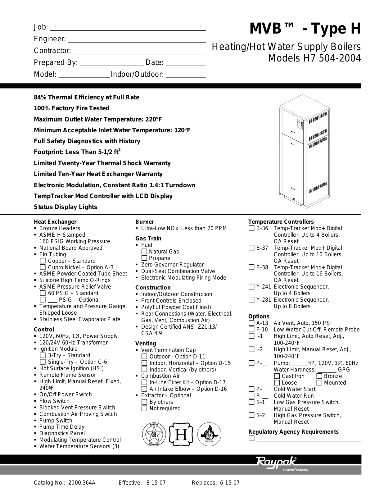 Raypak H7 504-2004 User Manual