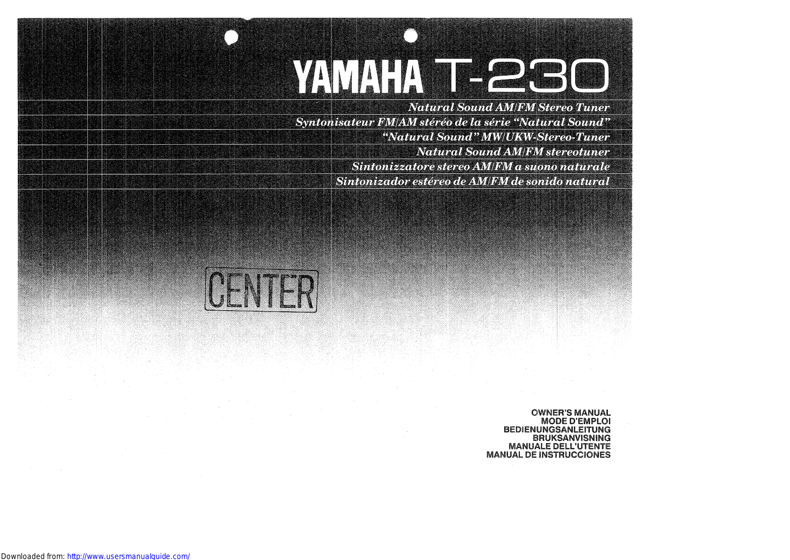 Yamaha Audio T-230 User Manual