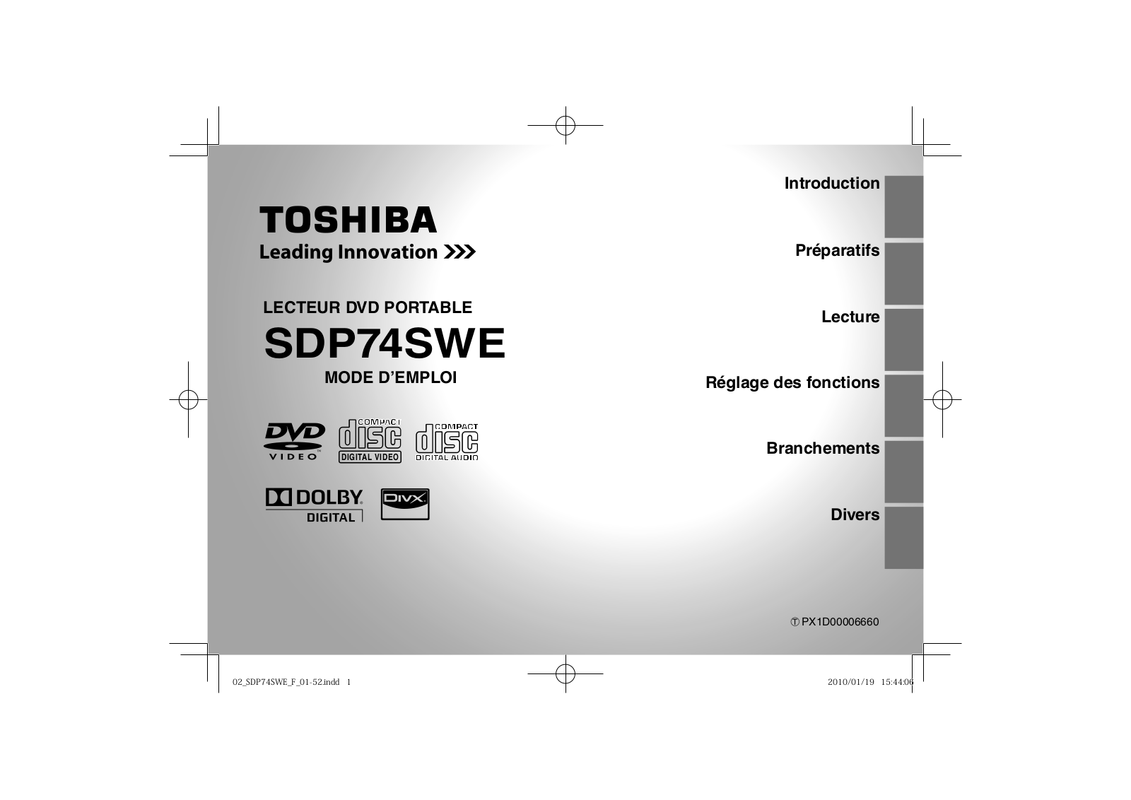 TOSHIBA SDP-74SWE User Manual