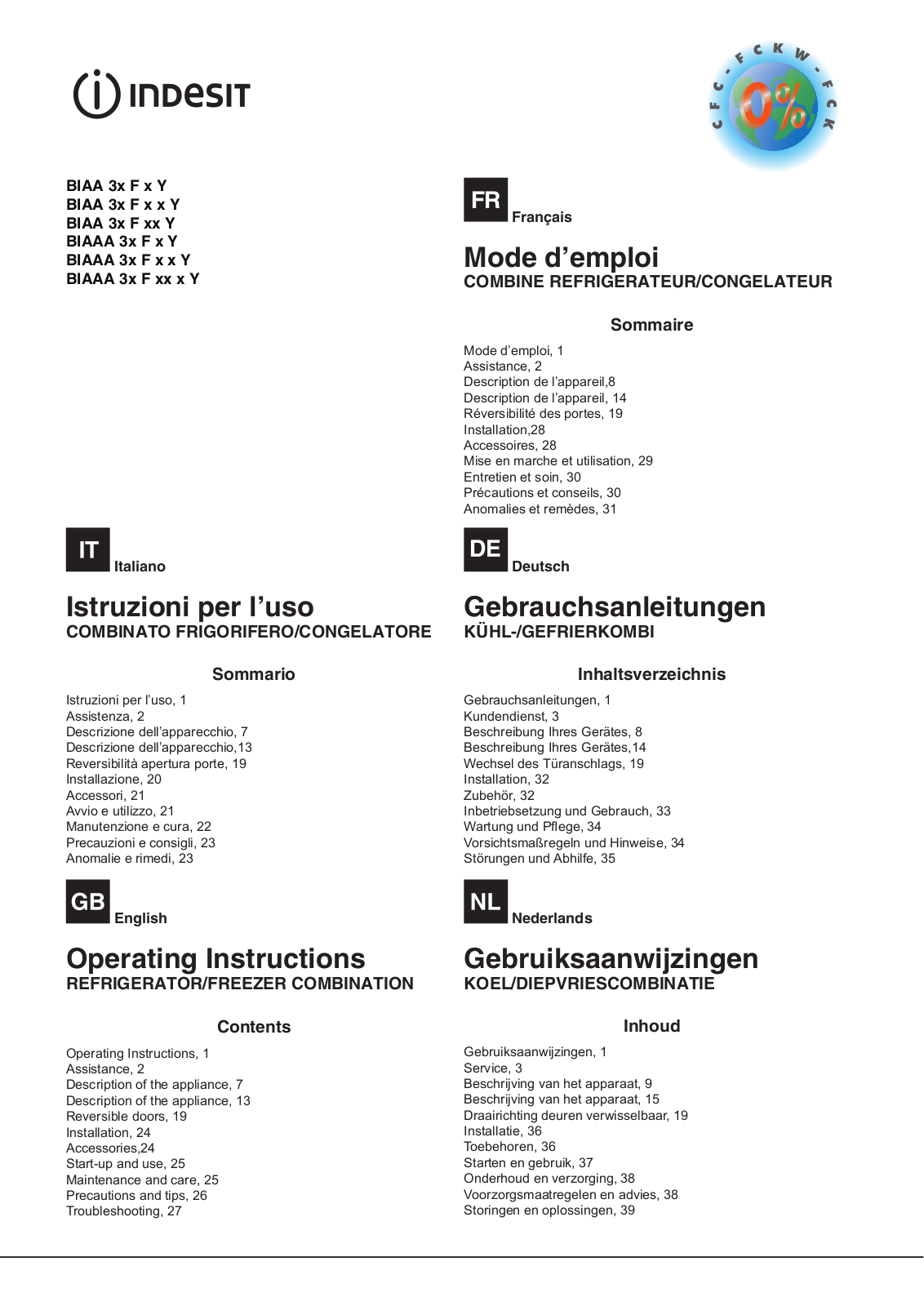 Indesit BIAAA-34-F-SI-H-Y User Manual