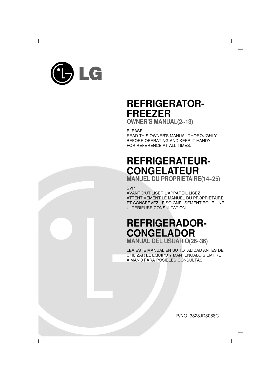LG ER249, GR-262SVF Manual