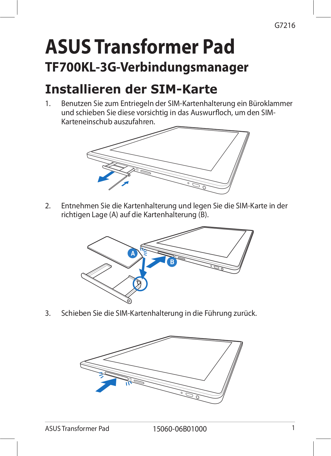 Asus TF700KL Quick Start Guide