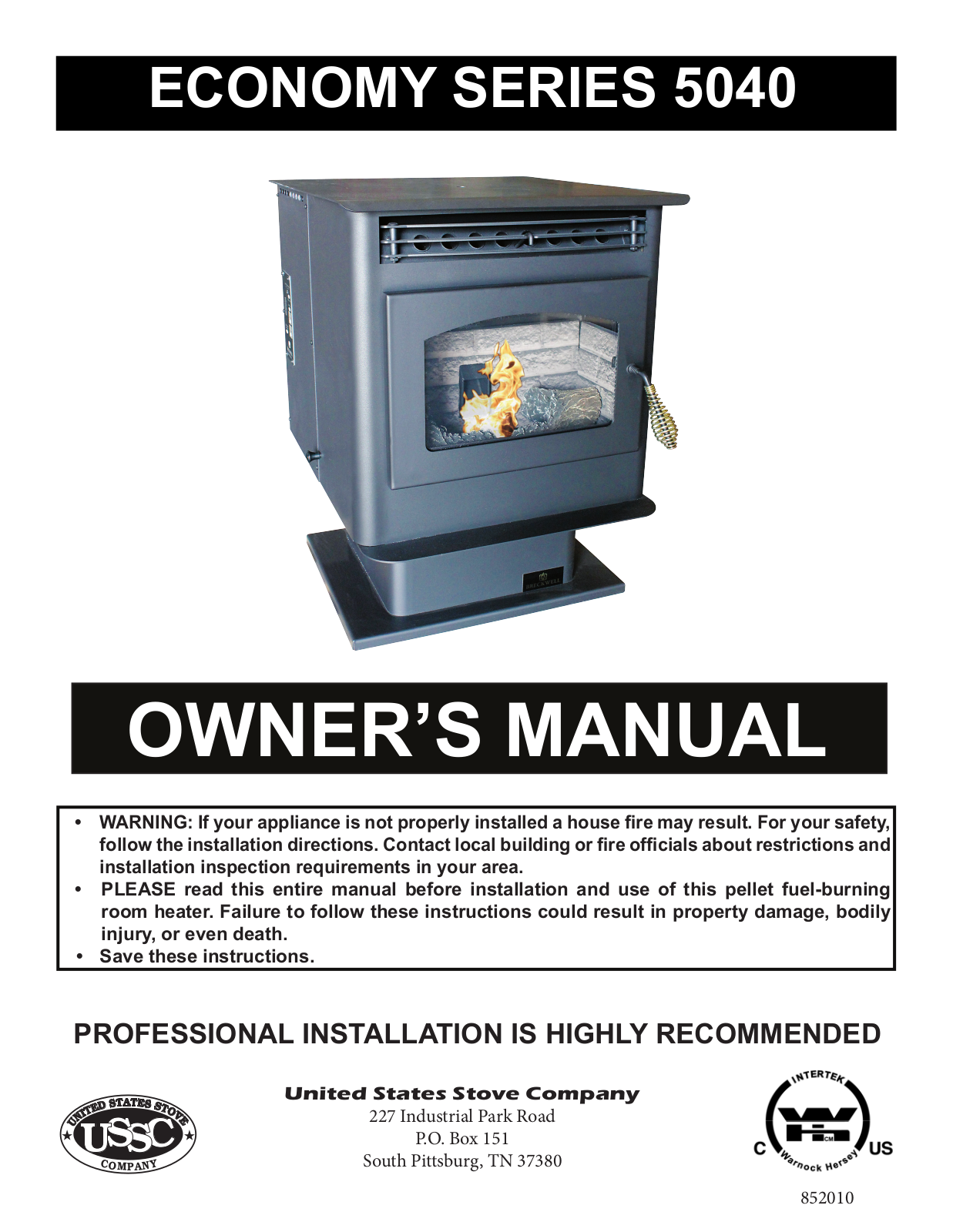 United States Stove Company 5040 User Manual