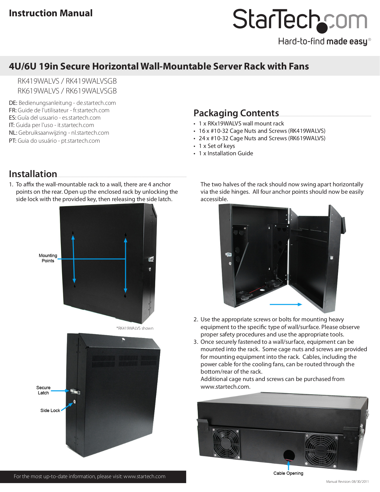 StarTech.com RK619WALVSGB User Manual