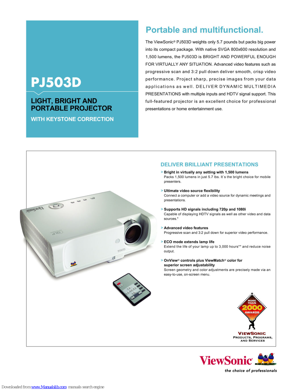 ViewSonic PJ5053D Specifications