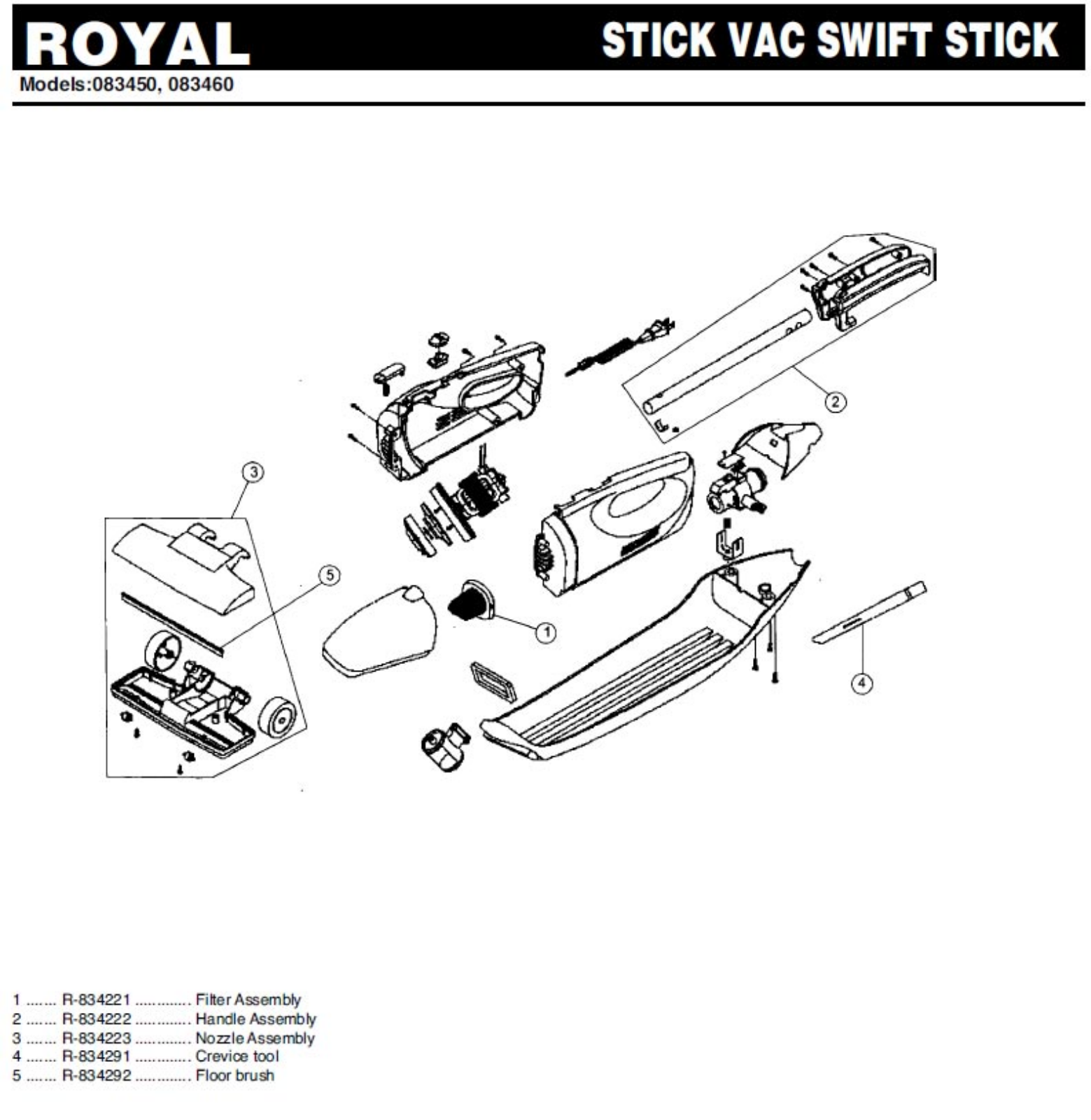 Royal 083450 Parts List