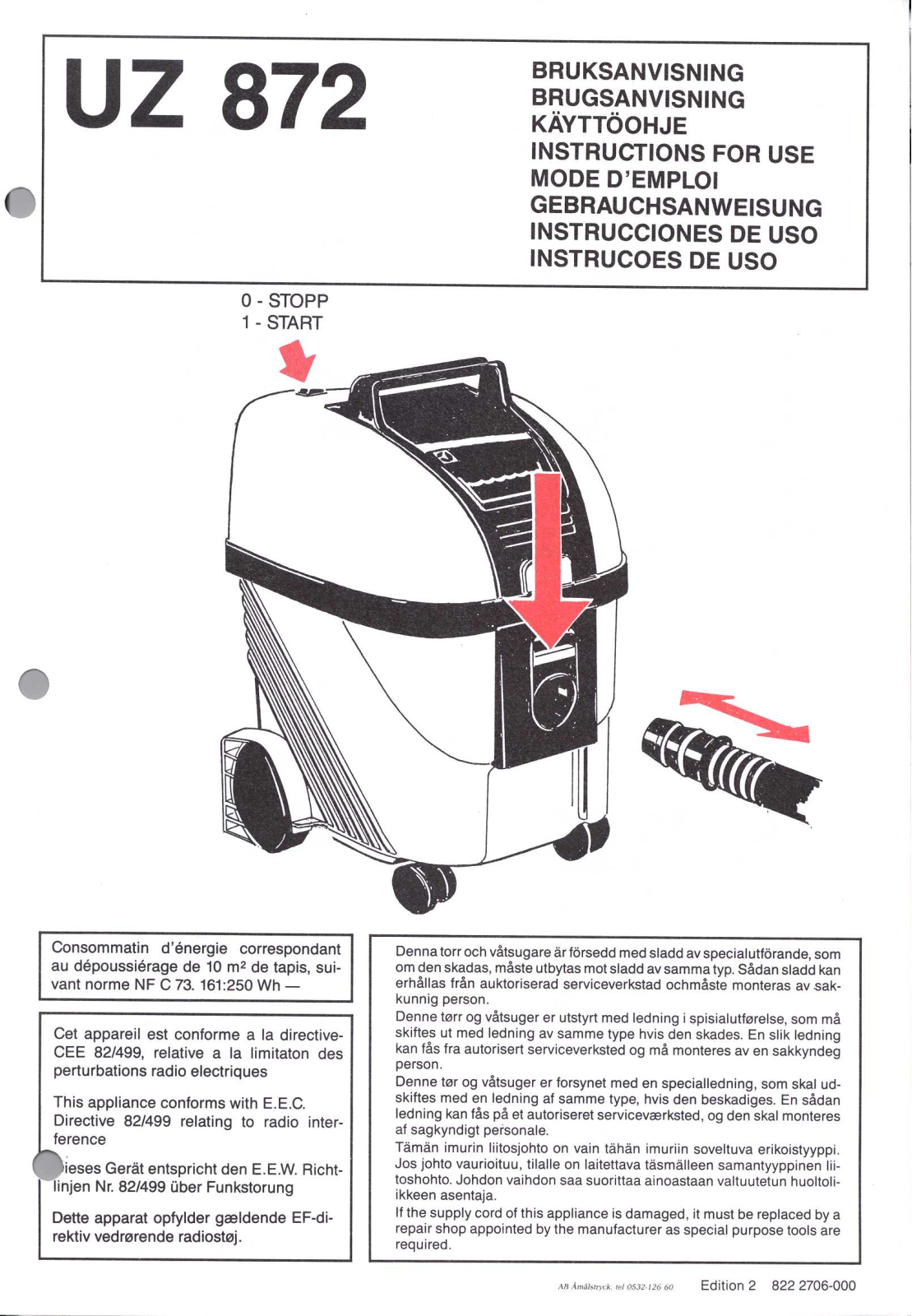 Kent Euroclean UZ 872H Instruction Manual