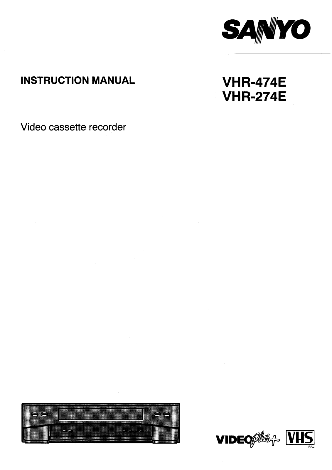 Sanyo VHR-274E, VHR-474E Instruction Manual