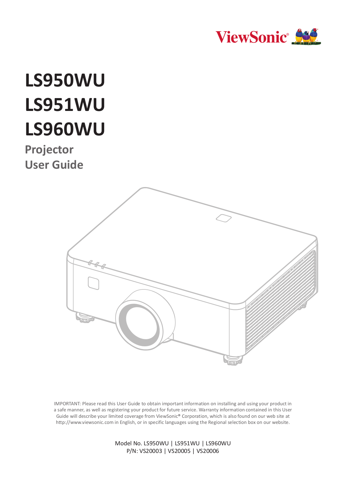 Viewsonic LS950WU, LS951WU, LS960WU, VS20003, VS20005 User manual - ManualMachine.com