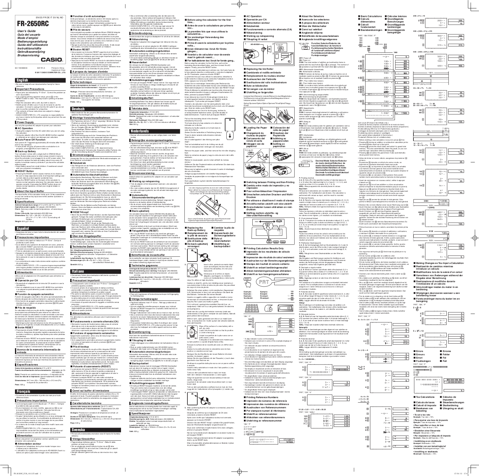 CASIO CASIO FR-2650RC Instructions