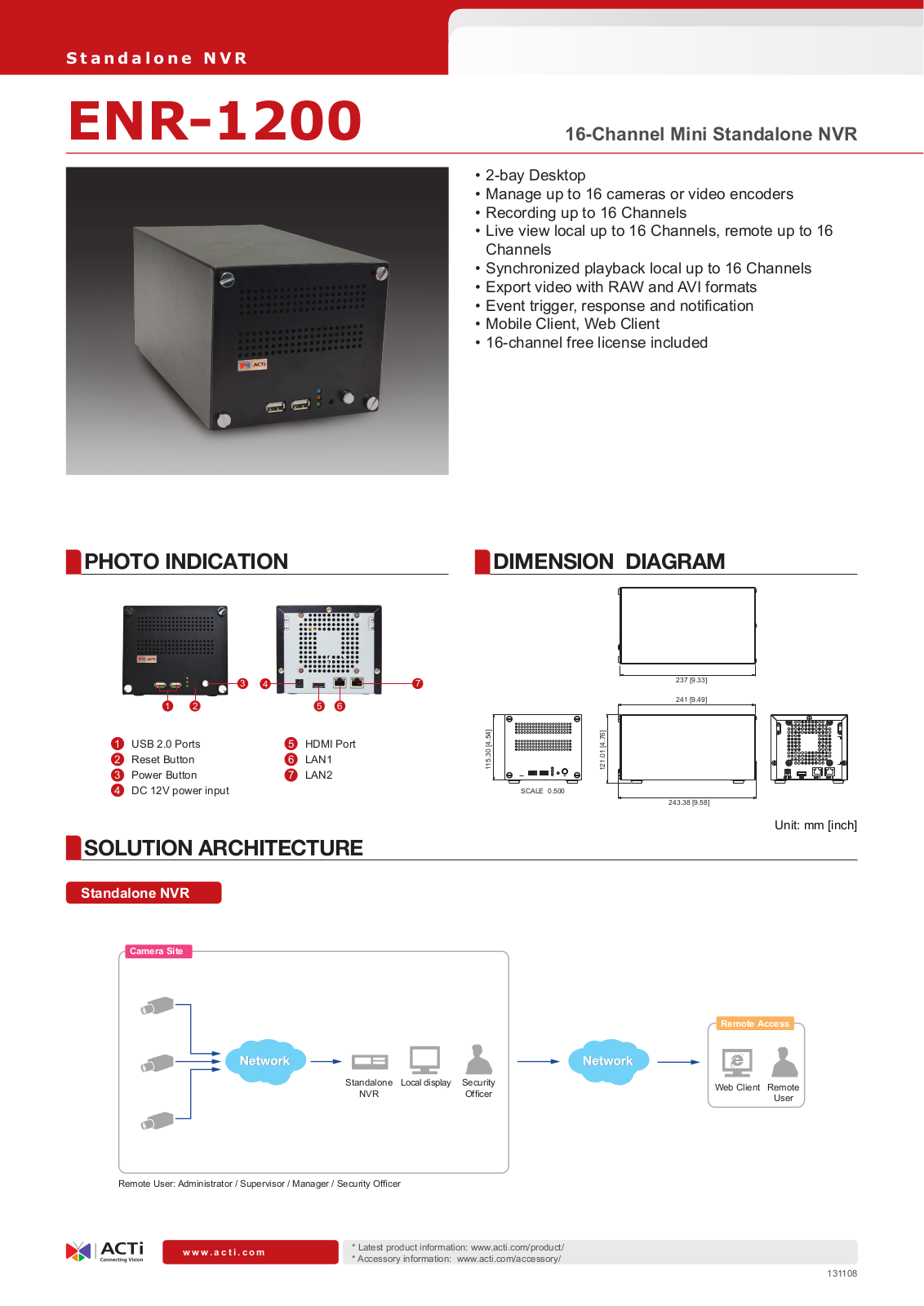 ACTi ENR-1200 Specsheet