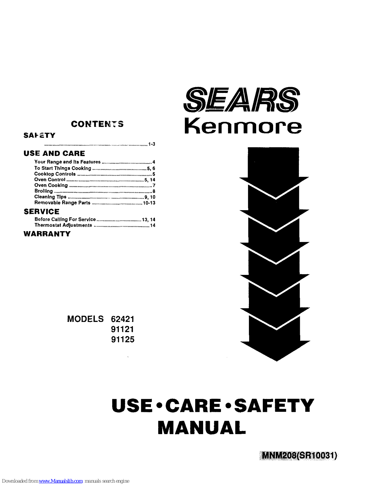 Kenmore 62421, 91121, 91125 Use, Care, Safety Manual - ManualMachine.com