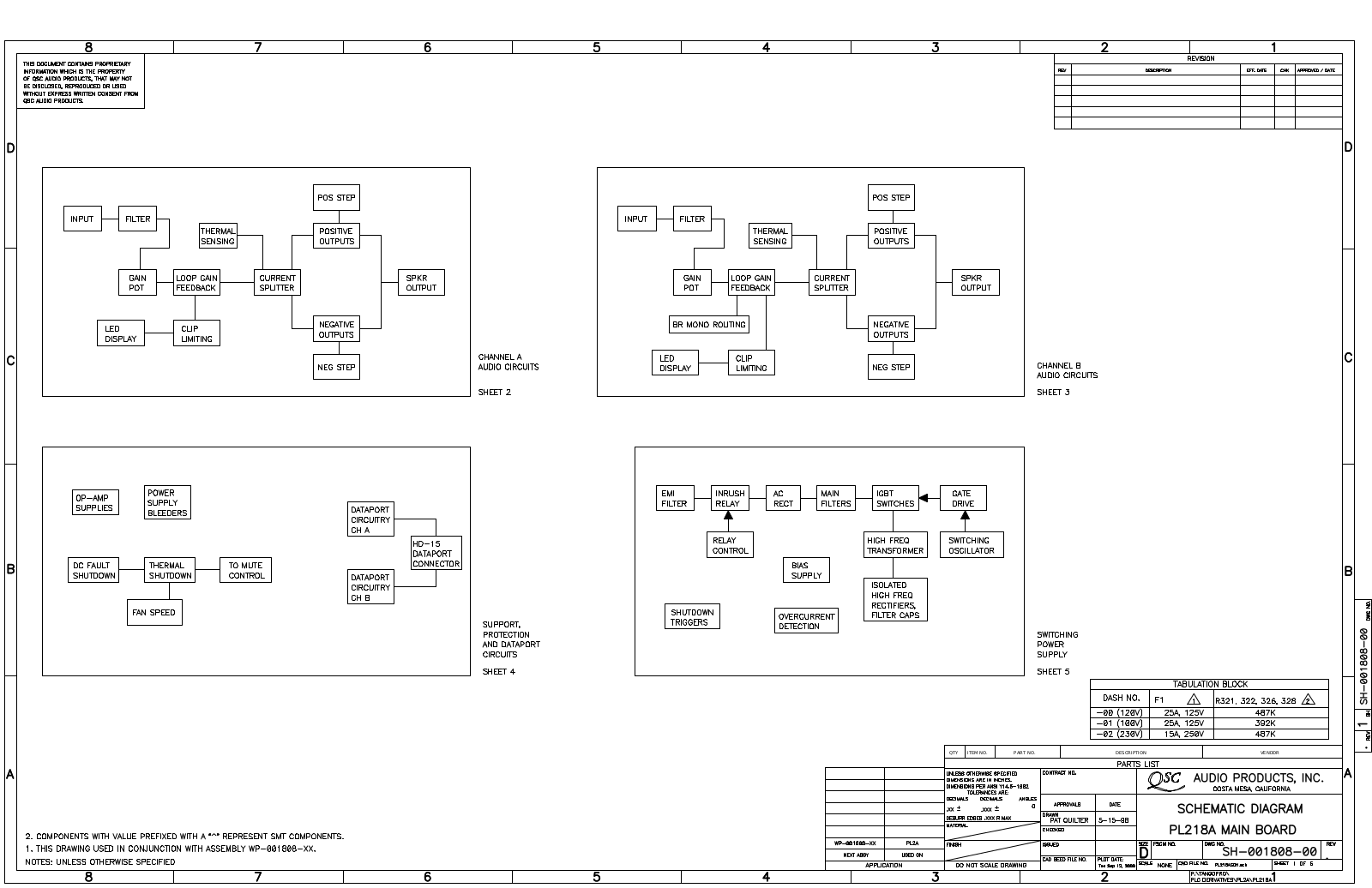 QSC PL-218-A Schematic