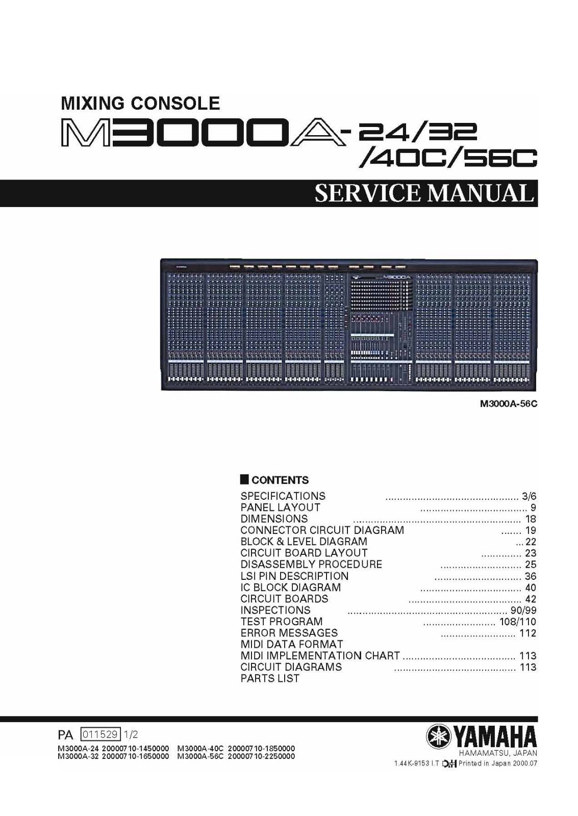 Yamaha M-3000-A Service Manual