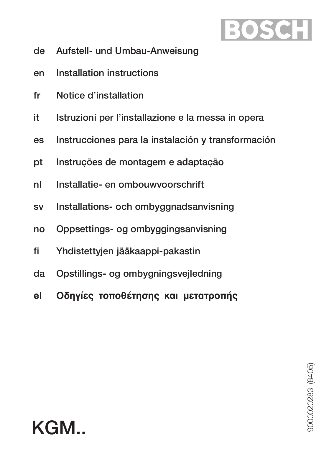 Bosch KGM36390, KGM39381, KGM39390 User Manual