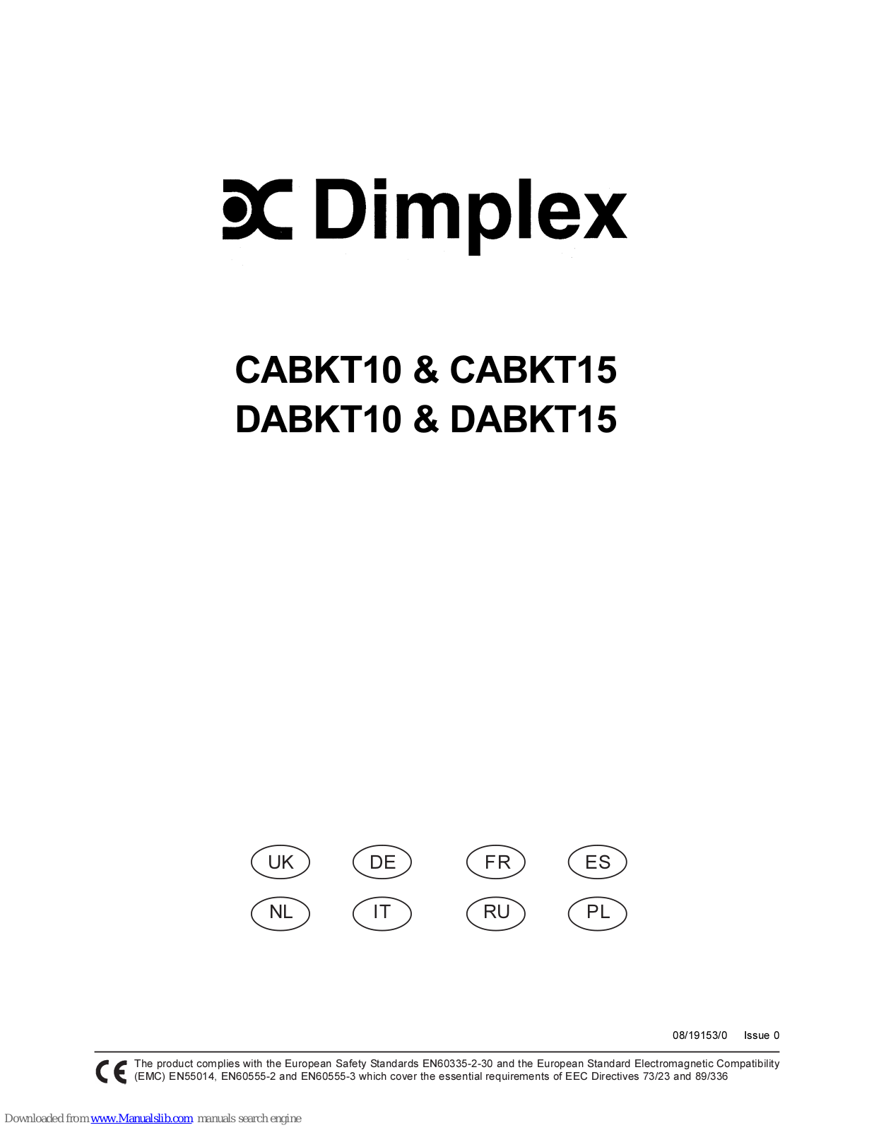 Dimplex CABKT10, CABKT15, DABKT10, DABKT15 Installation And Operating Instructions Manual