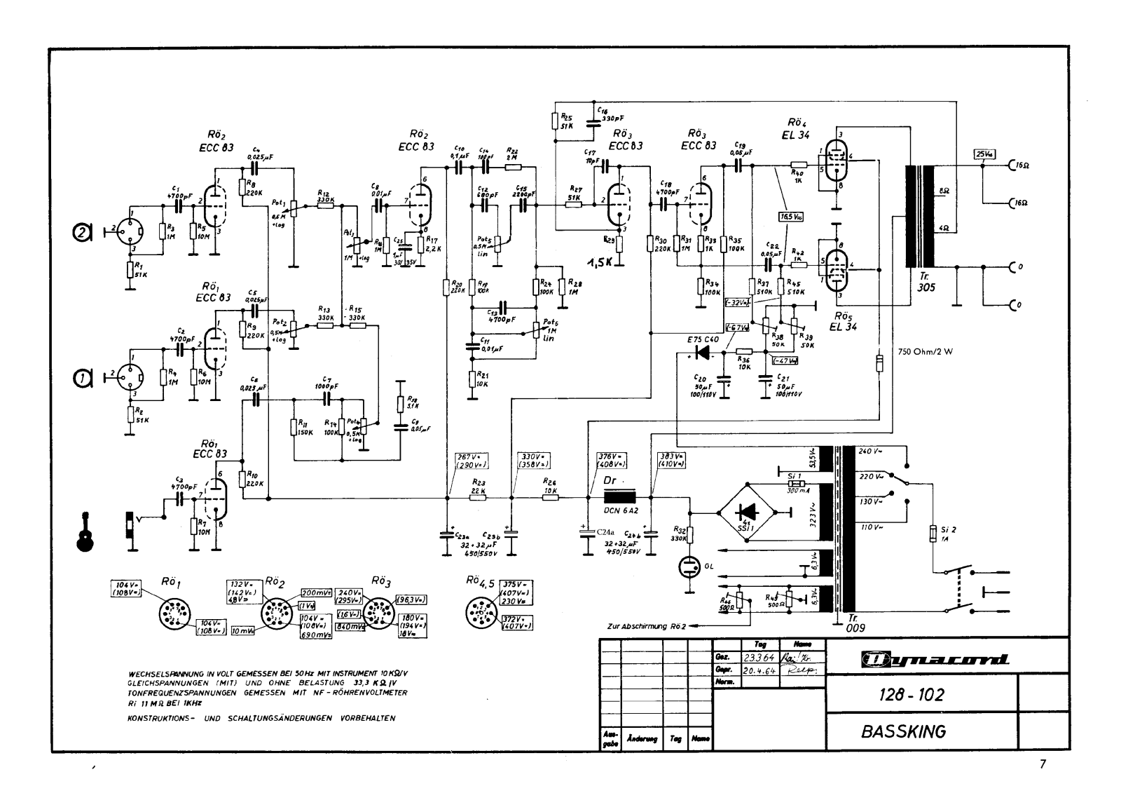 Dynacord bassking schematic