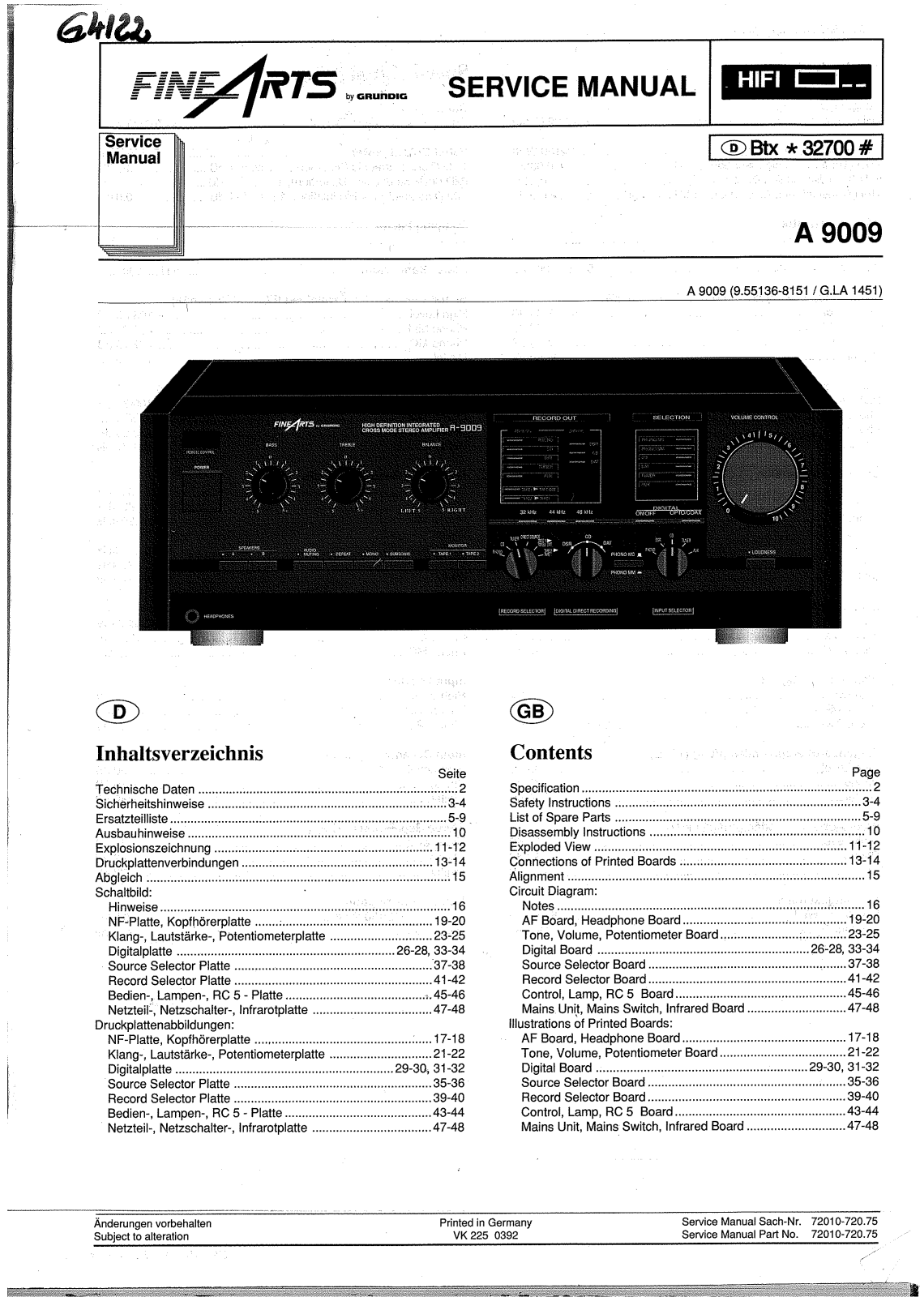 Grundig A-9009 Schematic