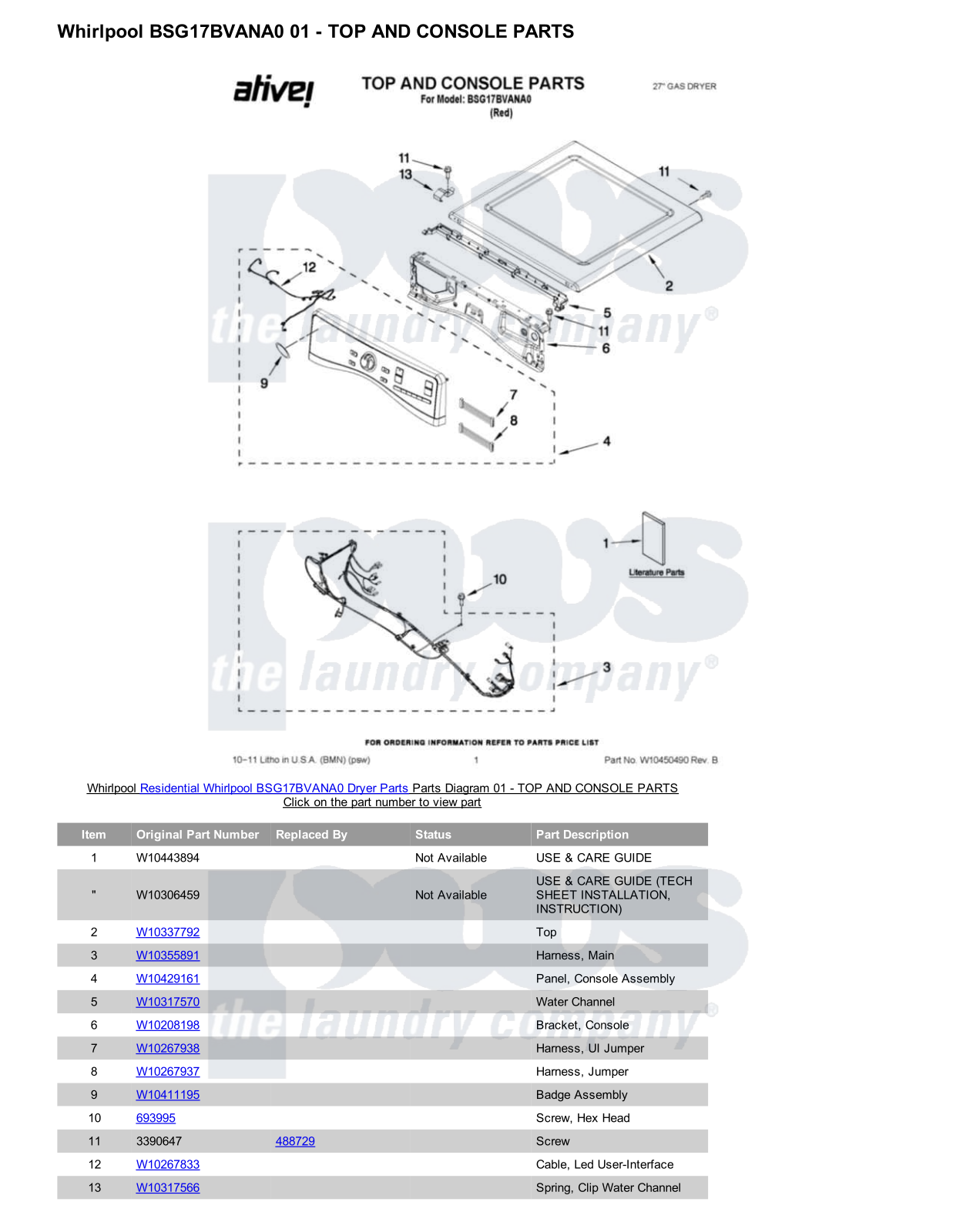 Whirlpool BSG17BVANA0 Parts Diagram