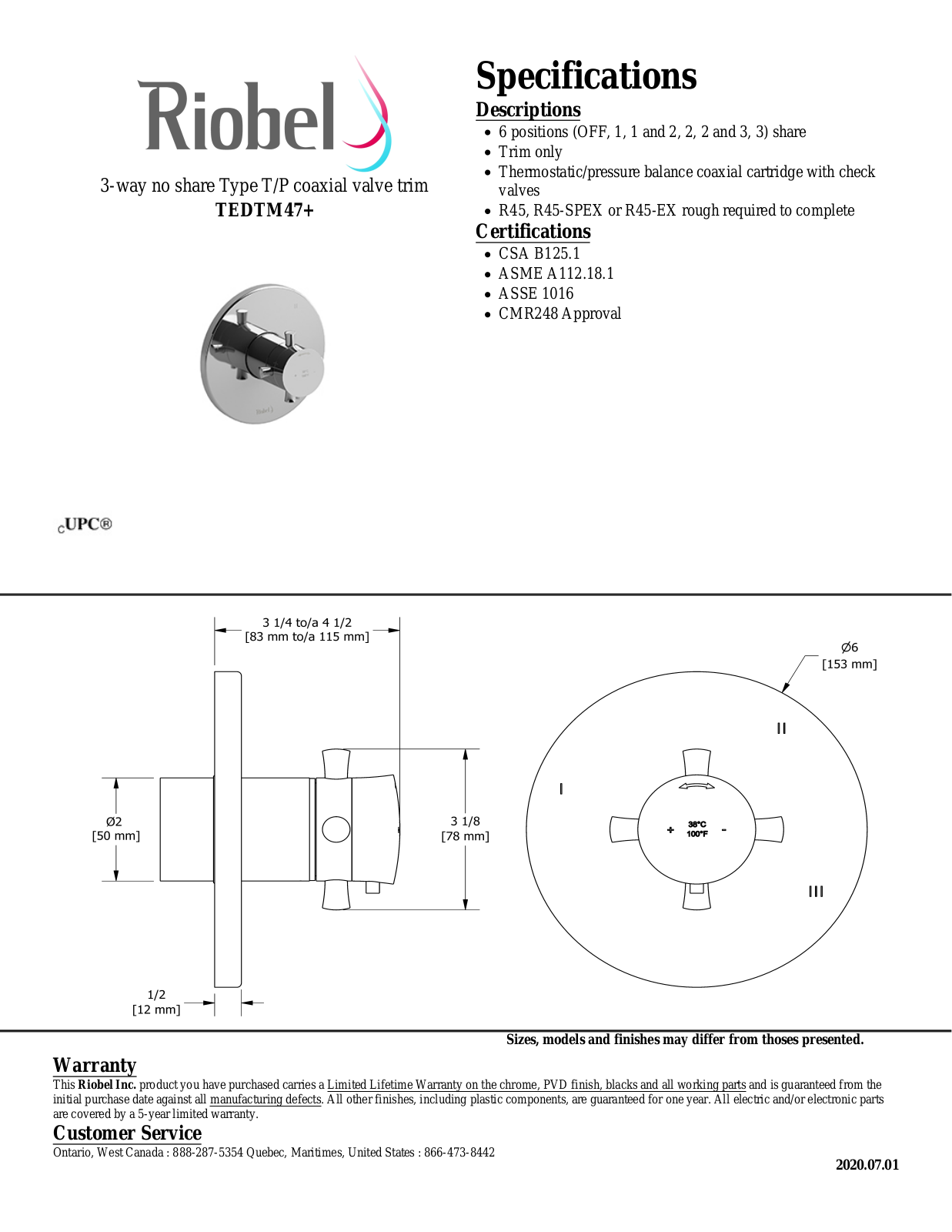 Riobel TEDTM47BN Specifications - ManualMachine.com