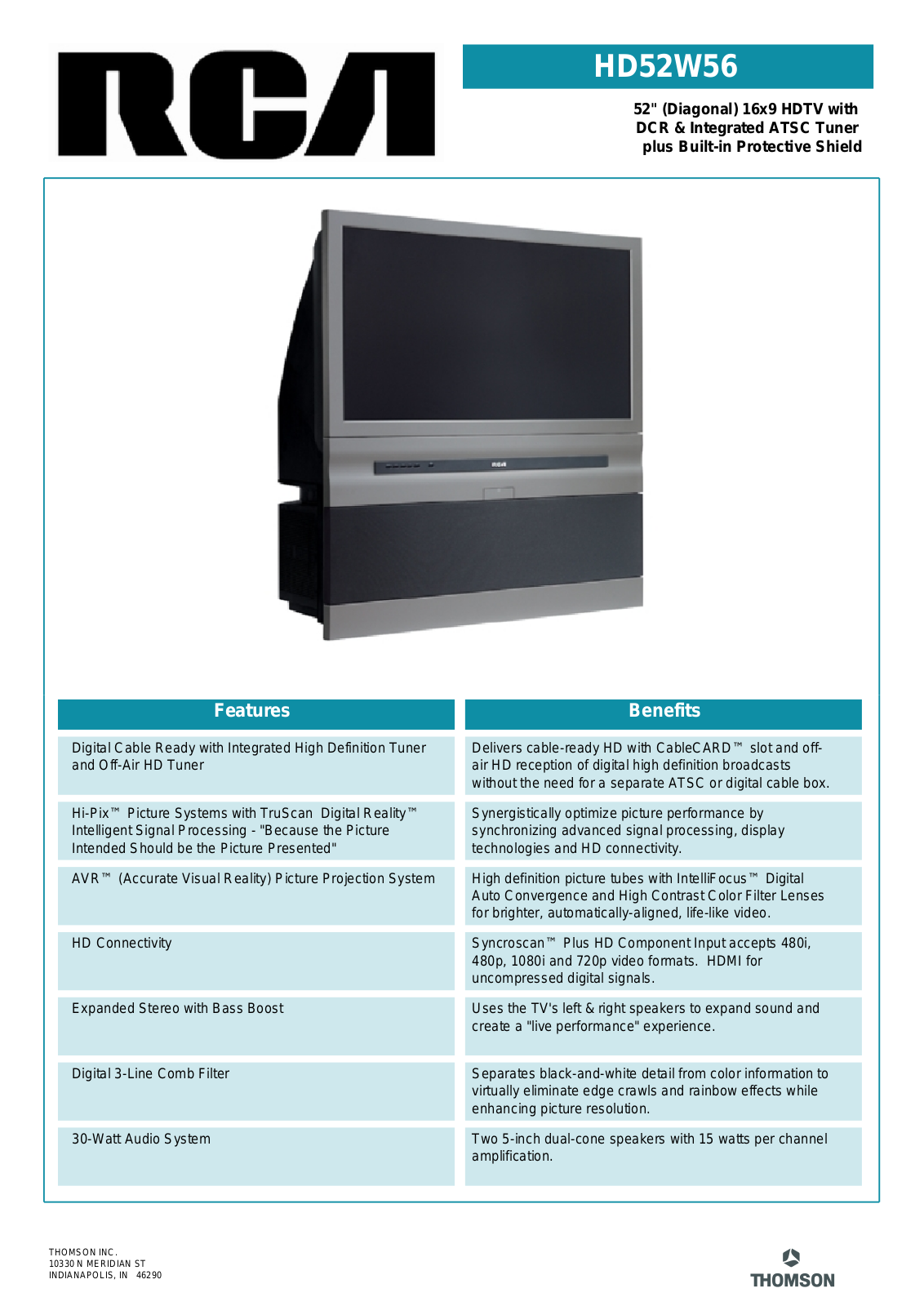 RCA HD52W56 User Manual