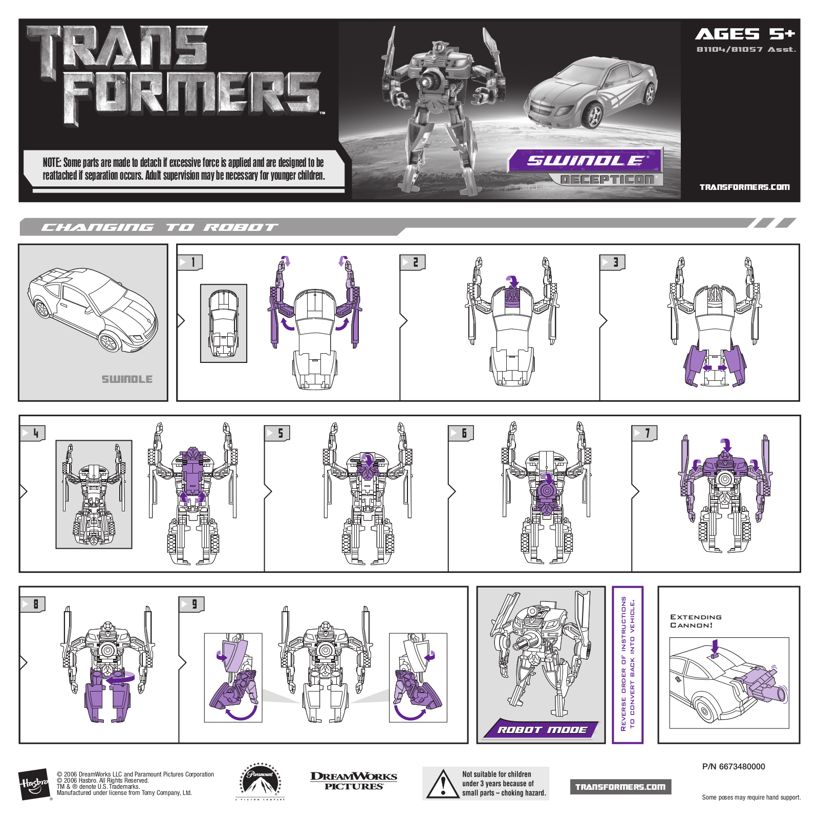 Hasbro TRANSFORMERS SWINDLE User Manual