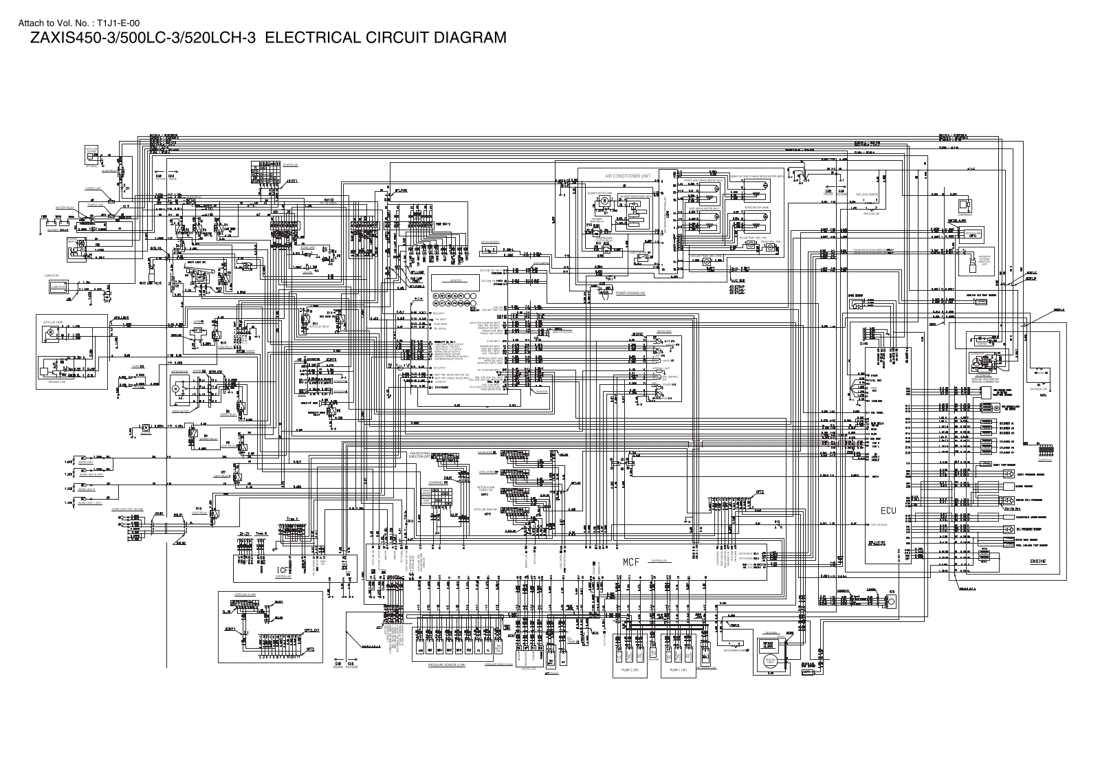 Hitachi ZAXIS450-3, ZAXIS500LC-3, ZAXIS520LCH-3 Wiring Diagram