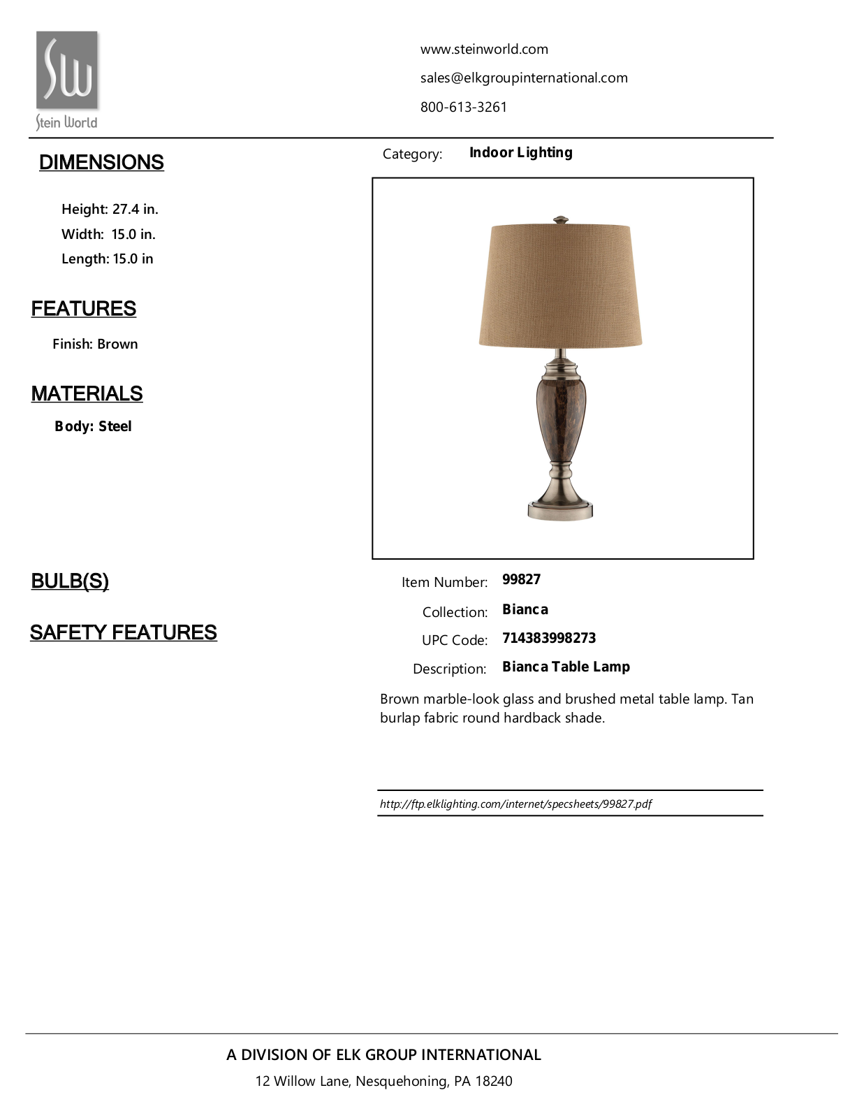 Stein World 99827 Specifications - ManualMachine.com