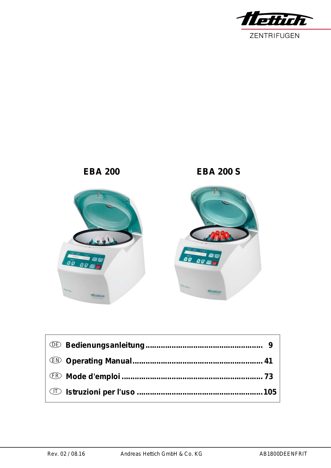 Hettich EBA 200 S, EBA 200 User Manual