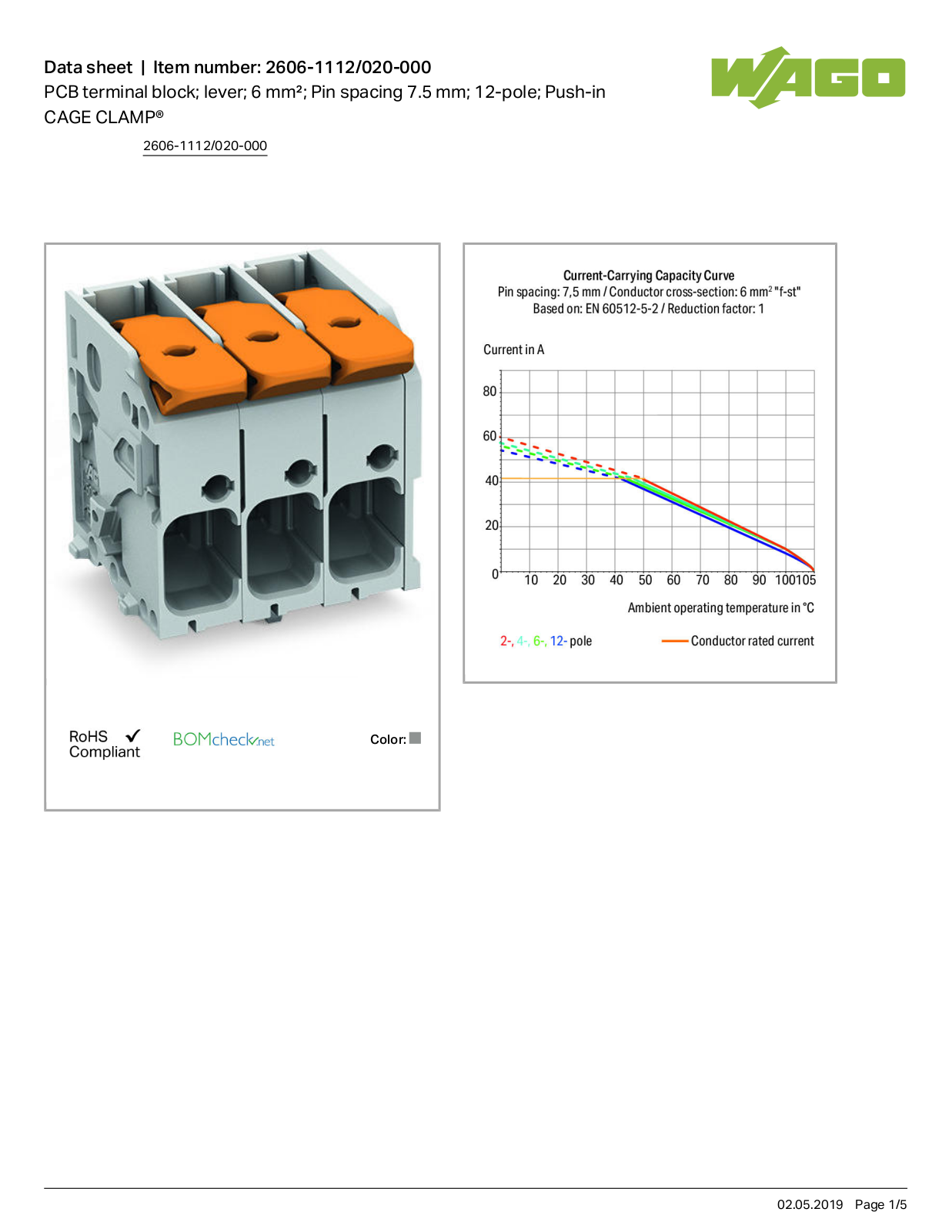 Wago 2606-1112/020-000 Data Sheet