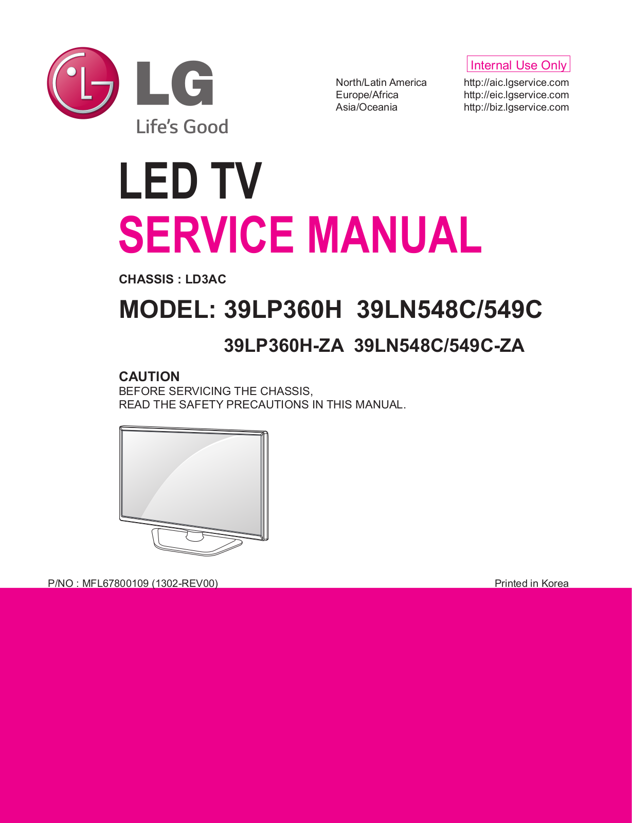 LG Electronics 39LN548C, 39LN549C-ZA, 39LP360H-ZA User Manual