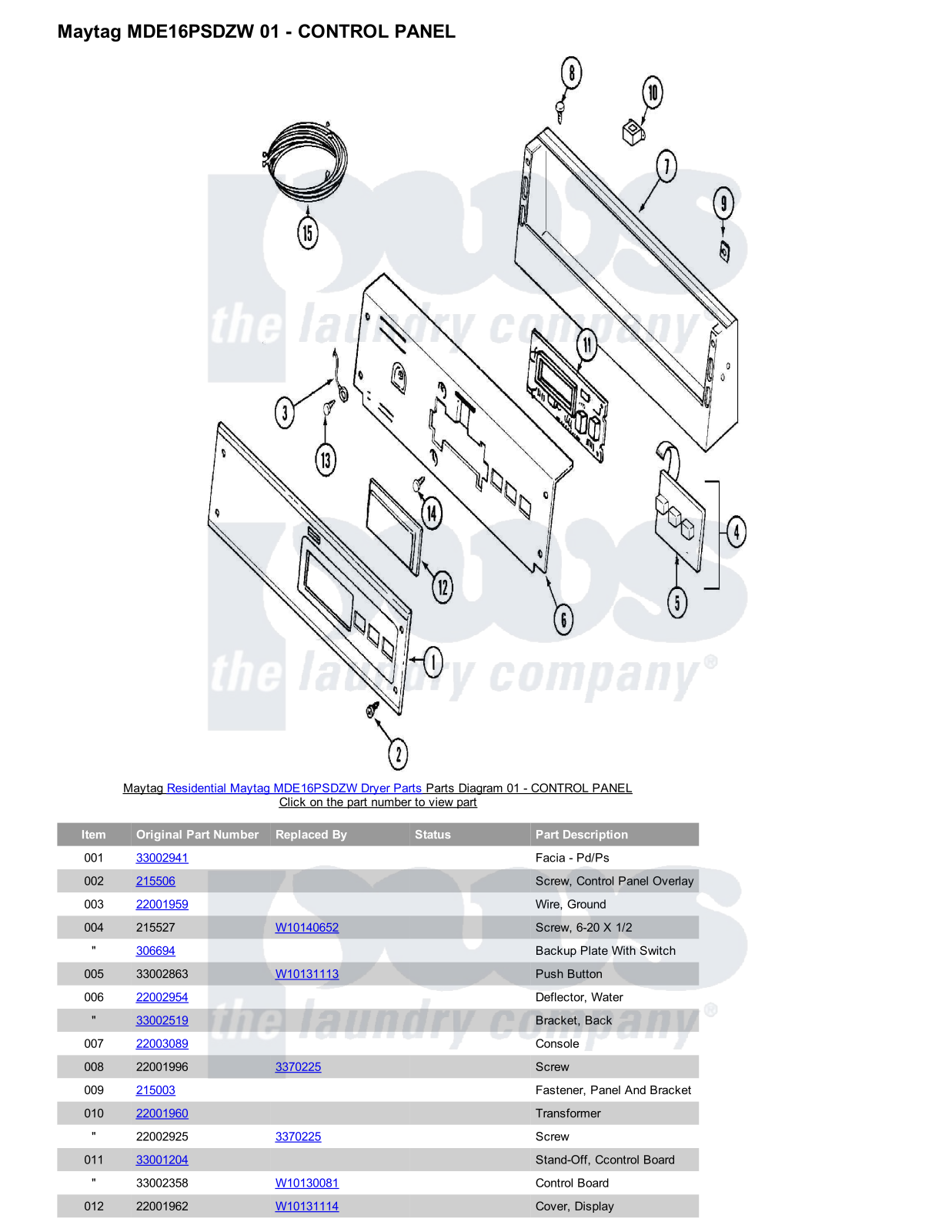 Maytag MDE16PSDZW Parts Diagram