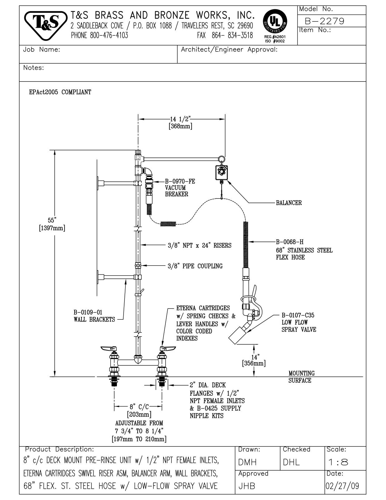 T&S Brass B-2279 User Manual