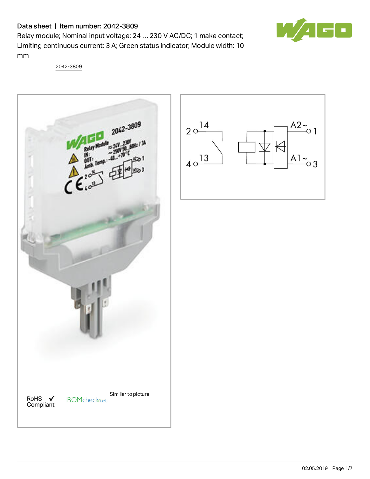 Wago 2042-3809 Data Sheet