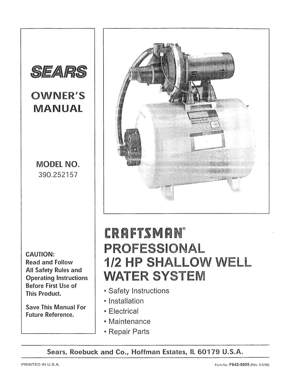 Craftsman 390252157 Owner’s Manual