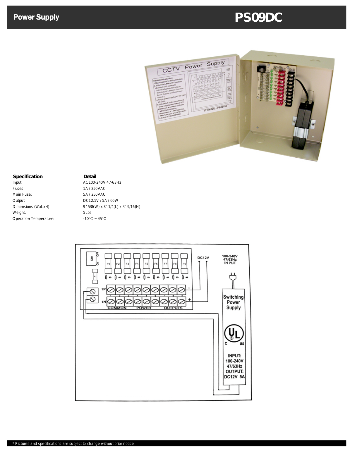 COP-USA PS09DC Specsheet