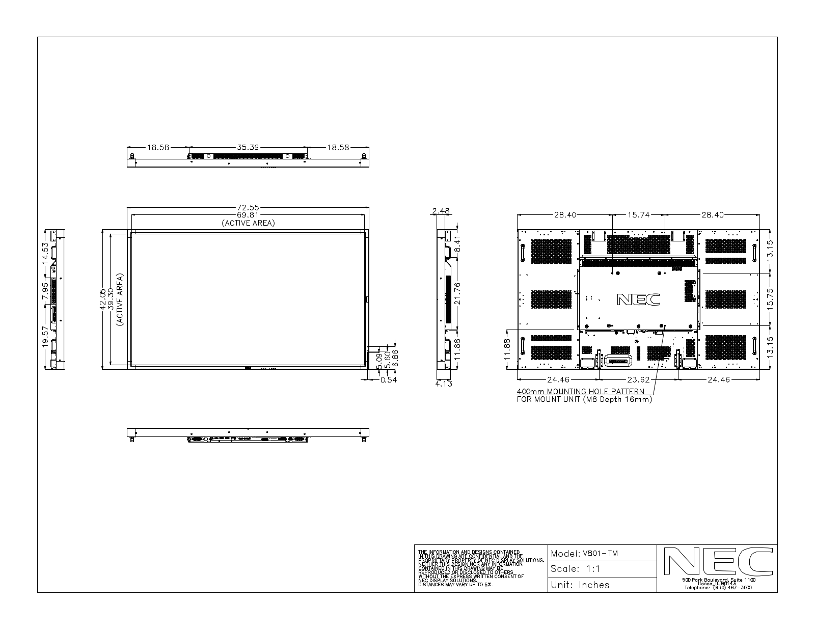 NEC V801-TM Mechanical Drawings