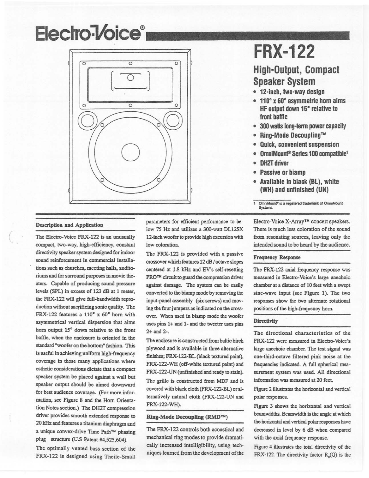 Electro-Voice FRX-122 User Manual