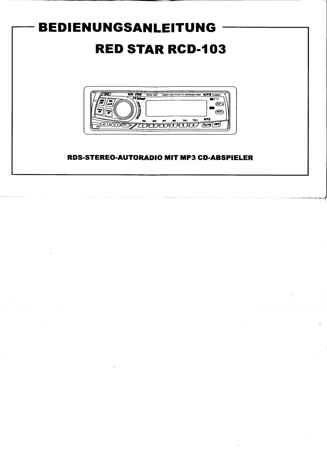 Red Star RCD-103 User Manual