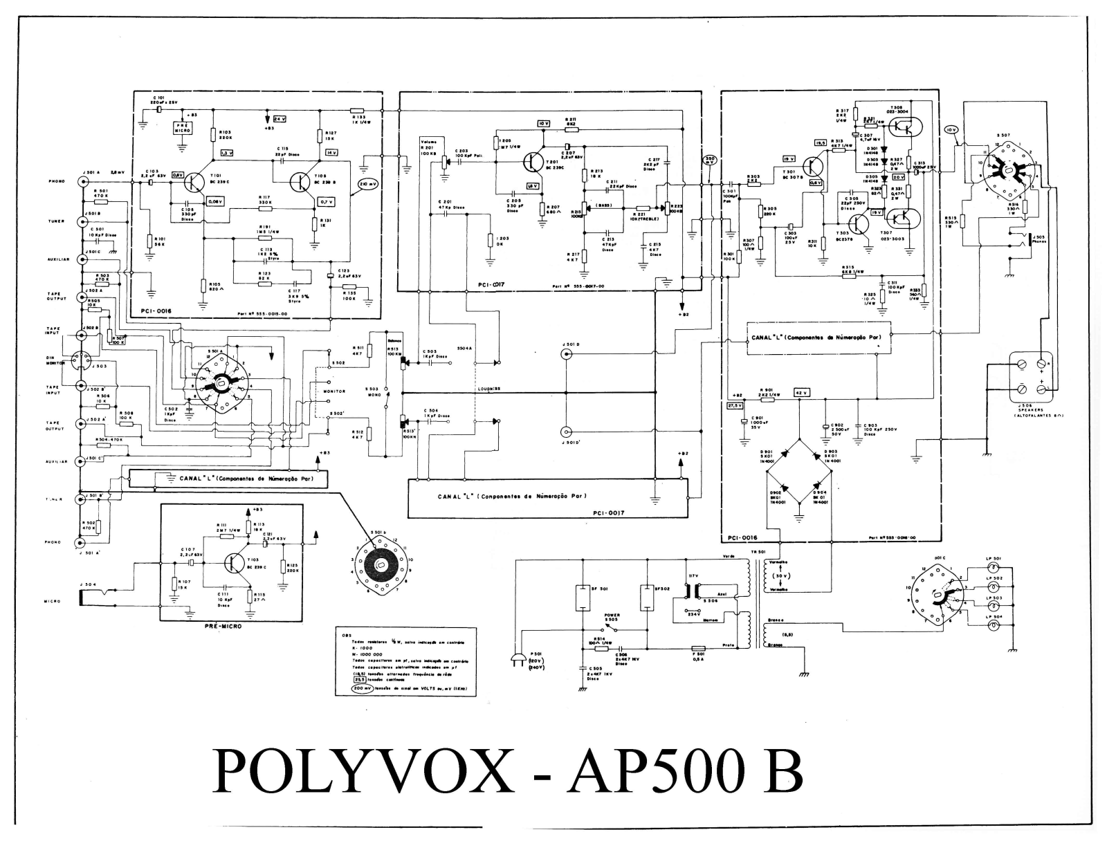 Polyvox AP500B Schematic