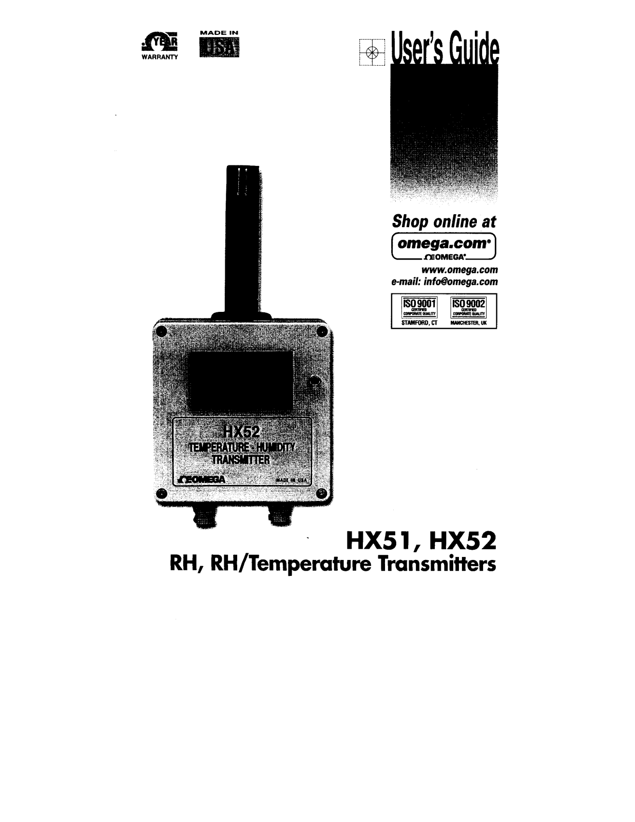 Omega Products HX51 Installation  Manual