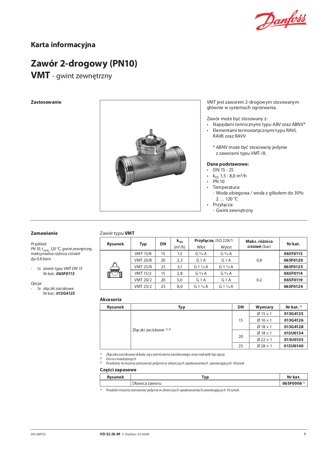 Danfoss VMT 15/8, VMT 15/2, VMT 20/8, VMT 20/2, VMT 25/8 Data sheet