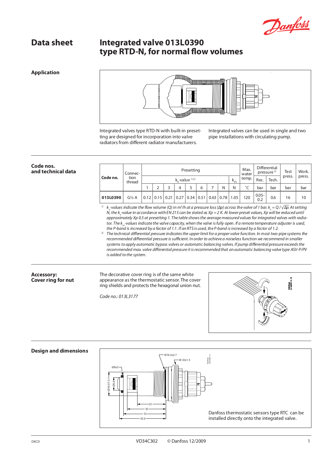 Danfoss 013L0390, RTD-N Data sheet