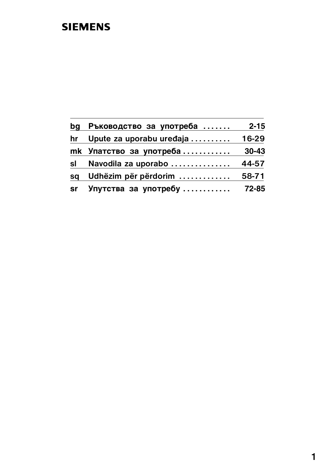 Siemens HW290262, HW290582, HW1406P2, HW1402P2, HW290562 User Manual