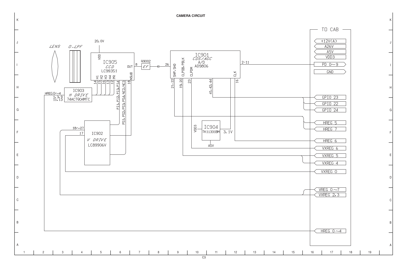 SANYO VPC-R1EX, VPC-R1E, VPC-R1, VPC-R1G, VAR-G5U CAMERA CIRCUIT