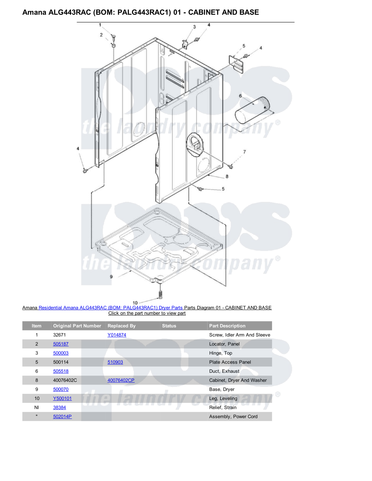 Amana ALG443RAC Parts Diagram