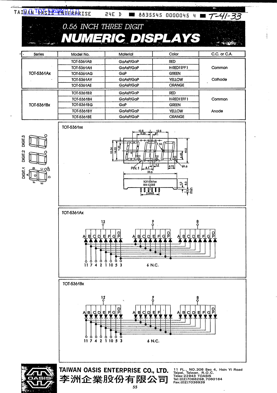 OASIS TOT-5361Ax, TOT-5361Bx User Manual